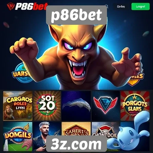 Variedade de jogos disponíveis no p86bet